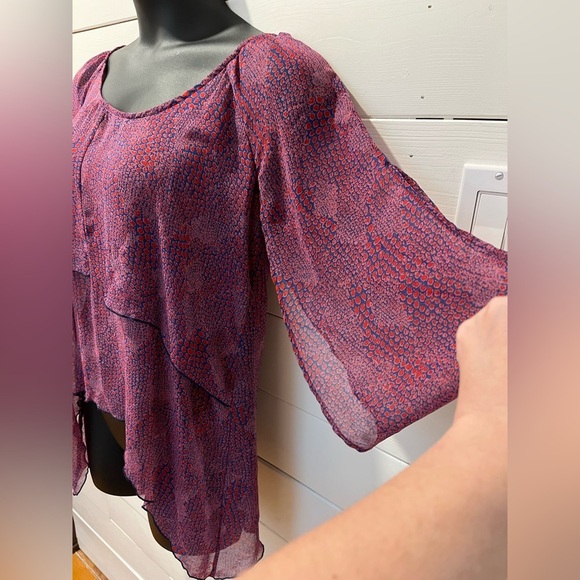 JESSICA SIMPSON – Haut ample imprimé violet et rouge – Taille L - Picture 9 of 10